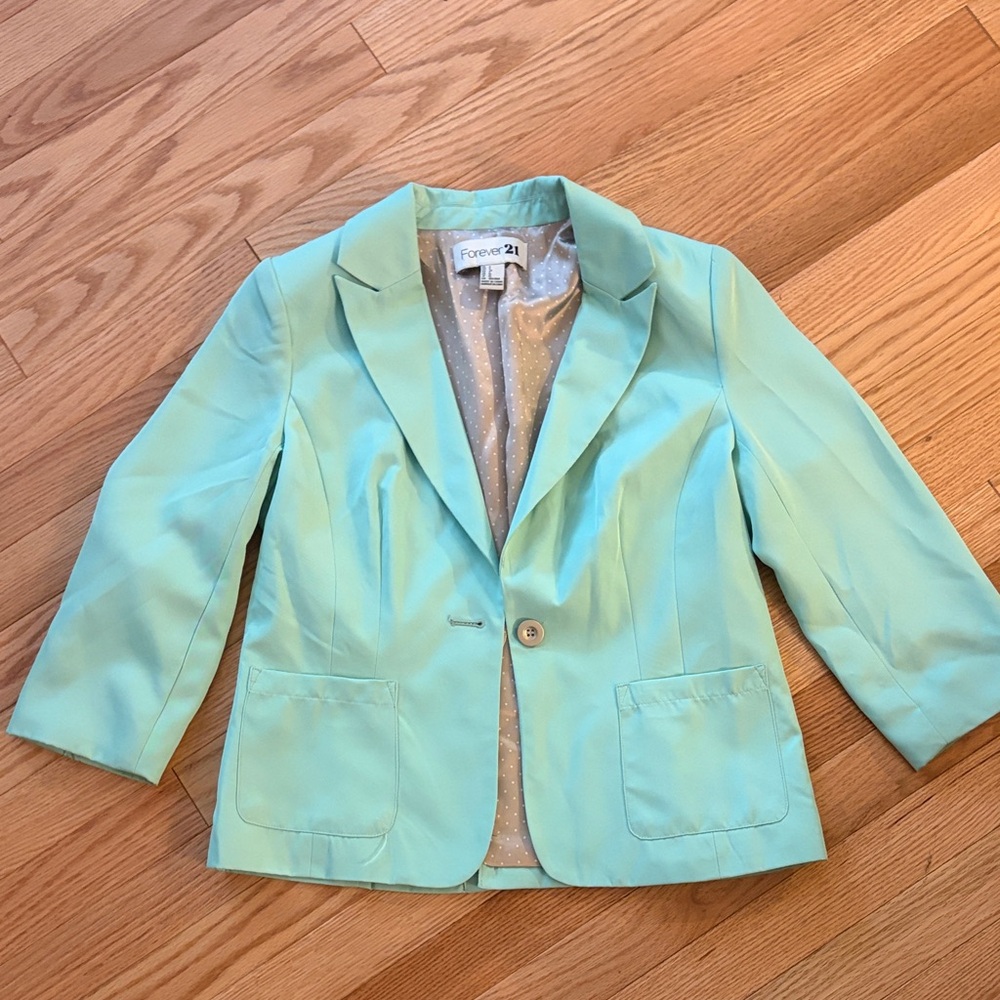 Forever 21 Mint Green Single-Button Blazer